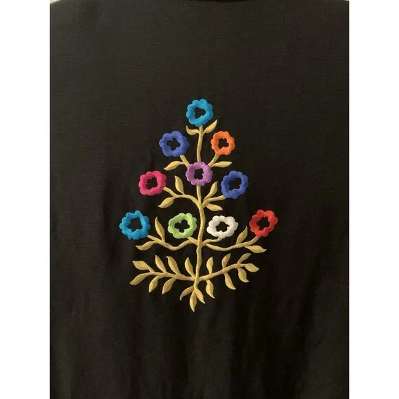 Linea by Louis Dell’Olio Linen Blend Floral Embroidered Jacket/Tunic Black M - Picture 12 of 16
